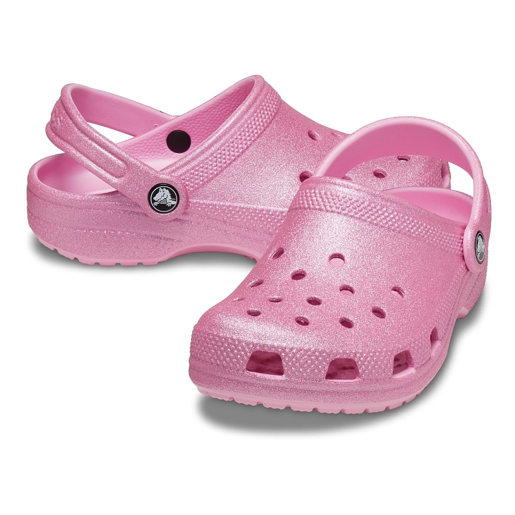 Σαμπό CROCS σκούρο ροζ Classic Glitter Clog T