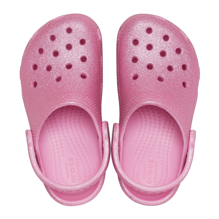 Σαμπό CROCS σκούρο ροζ Classic Glitter Clog T