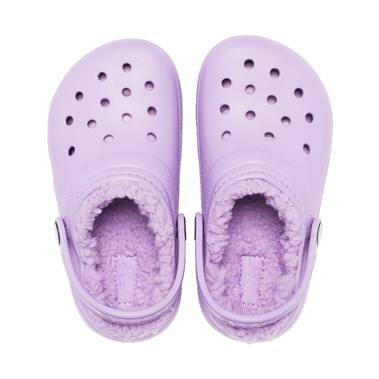 Σαμπό Crocs με εσωτερική επένδυση γούνα λιλά Classic Lined Clog K