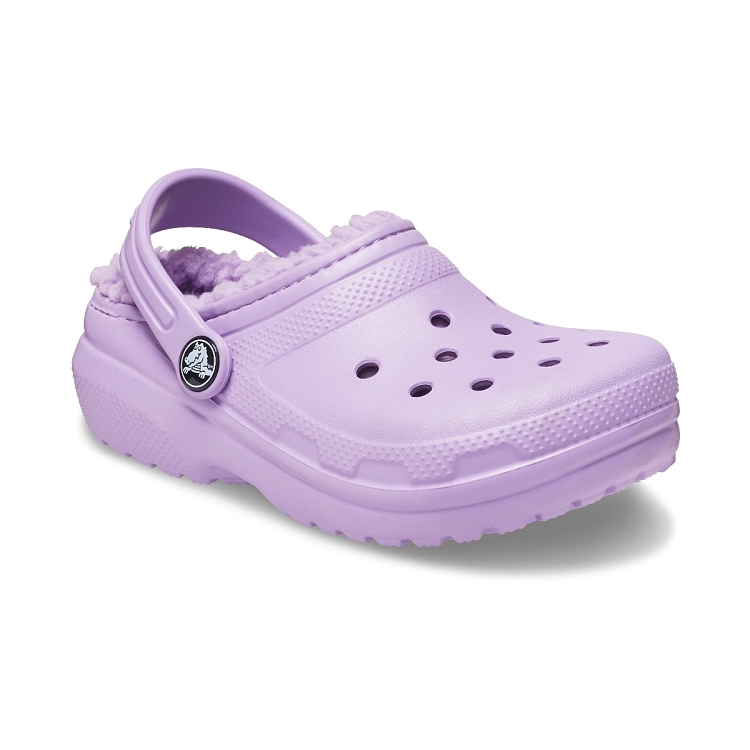 Σαμπό Crocs με εσωτερική επένδυση γούνα λιλά Classic Lined Clog K