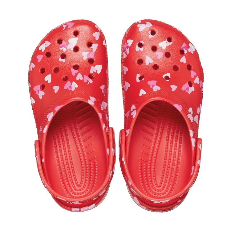 Σαμπό CROCS κόκινο με ροζ καρδούλες  Classic VDay Clog T