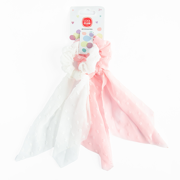 Scrunchie white & pink 2pcs