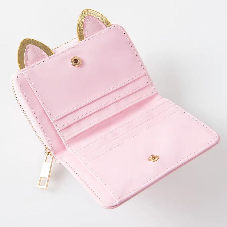 Wallet cat pink gold