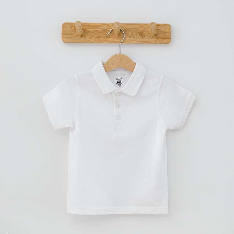 White polo short sleeve T-shirt