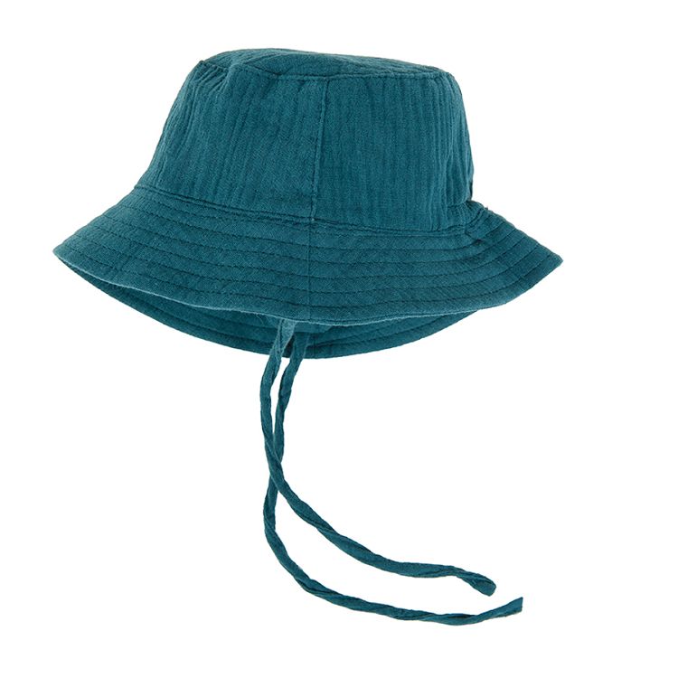 Brimmed blue summer cap with cord