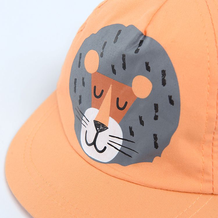 Καπέλο πορτοκαλί με στάμπα λιοντάρι