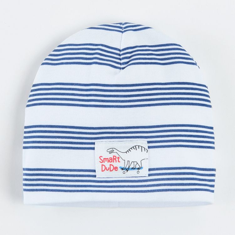 Red with letters print and white striped all year round beanies - 2 pack