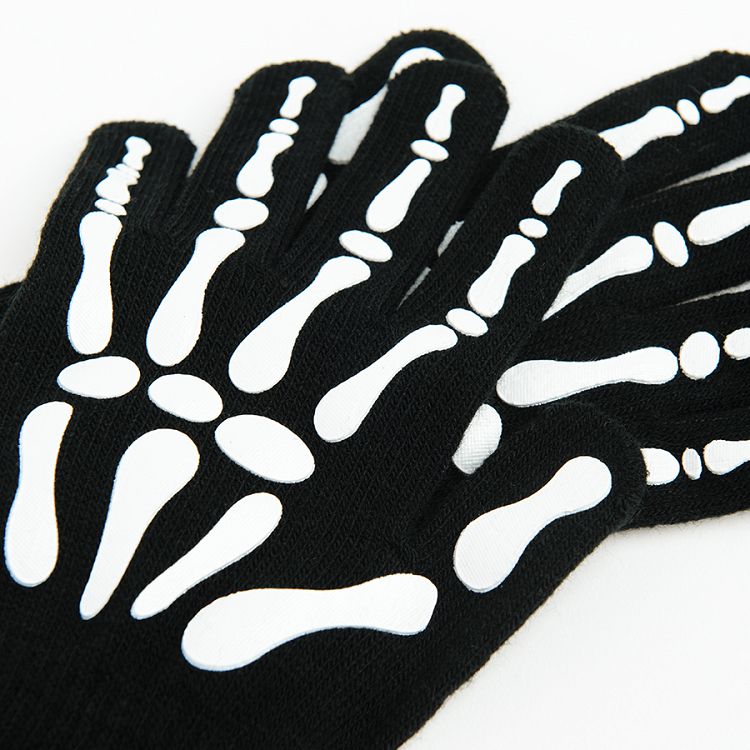 Black gloves with skeleton print | Coolclub
