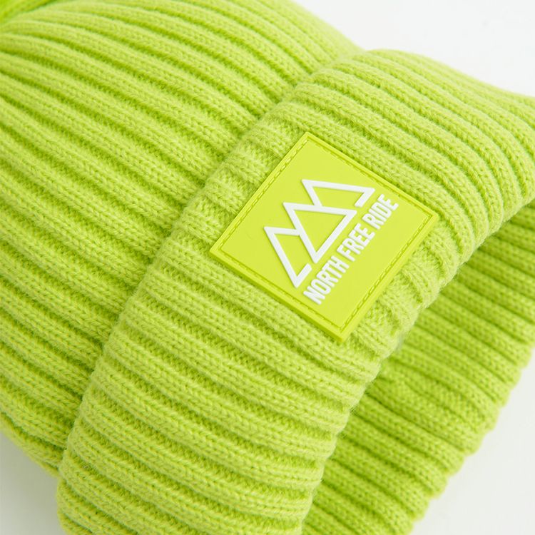 Neon yellow cap with pom pom