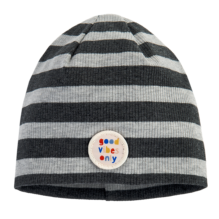 Grey stripes cap- Good vibes only print
