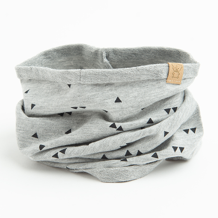 Grey with Black triangles print cap and neckerchief