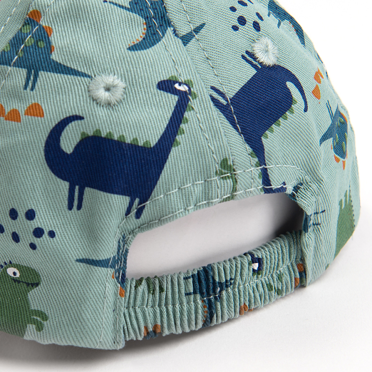 Denim and green with dinosaurs print jockey hat- 2 pieces