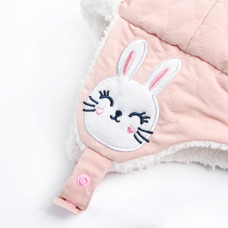 Winter set rabbit hat and mittens