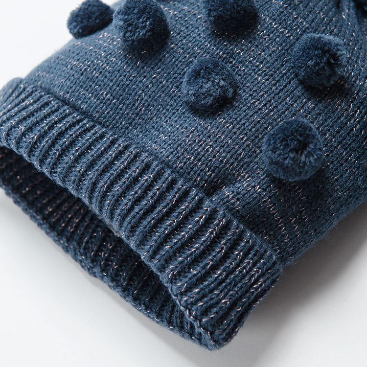 Navy blue cap with pom poms