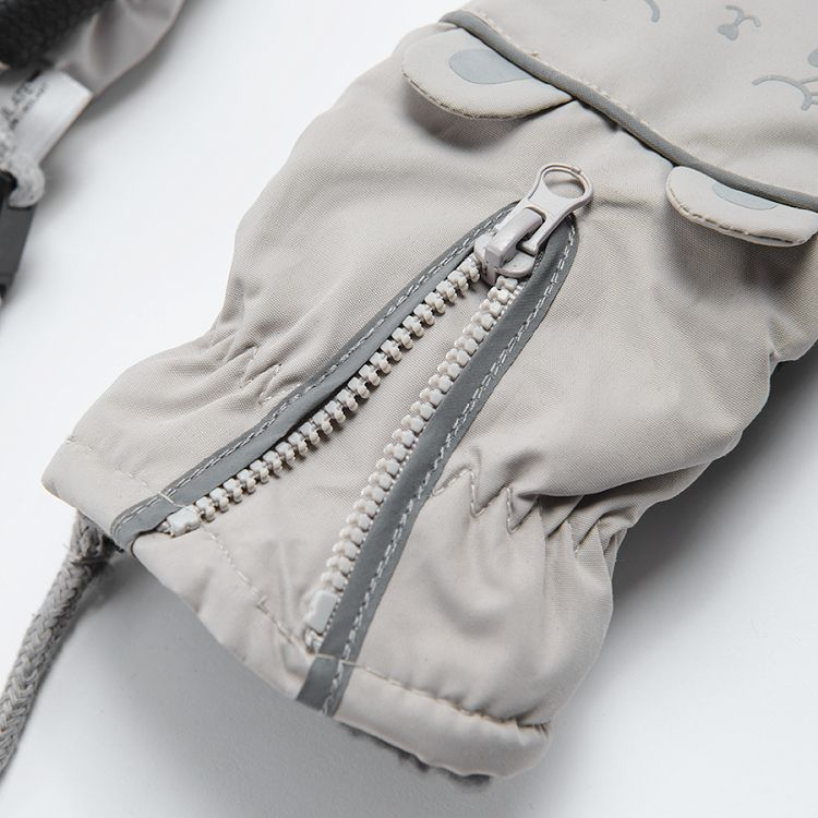 Γάντια του σκι γκρι με σχέδιο λαγουδάκι και με 3M insulation