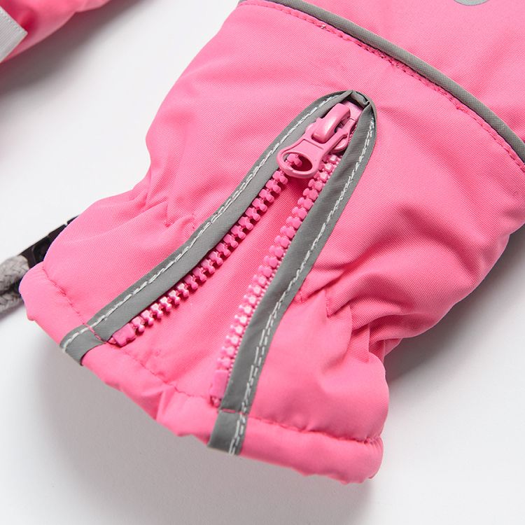 Γάντια για σκι ροζ με ενωμένο κορδόνι και με 3M insulation
