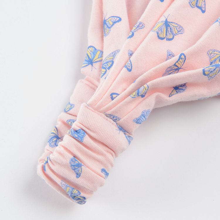 Κορδέλα μαλλιών μπαντάνα ροζ με μπλε πεταλούδες