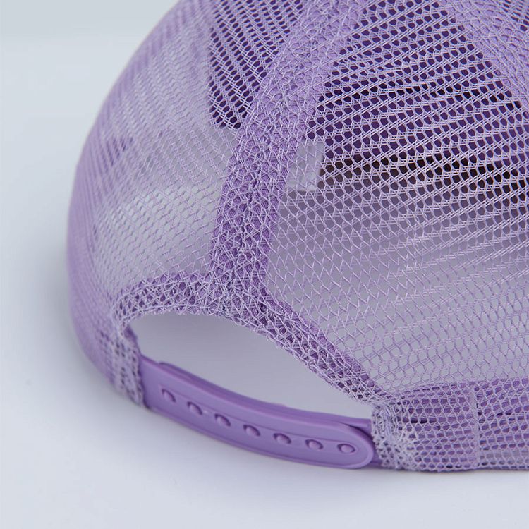 Lilac jockey cap with palm tree and ALOHA print