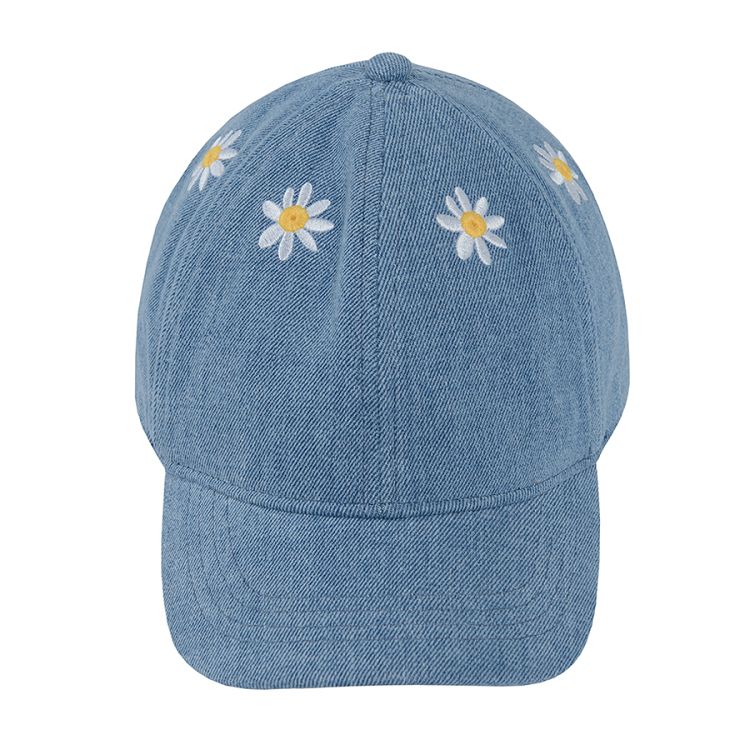 Καπέλο μπλε με τζιν όψη και κεντημένες μαργαρίτες