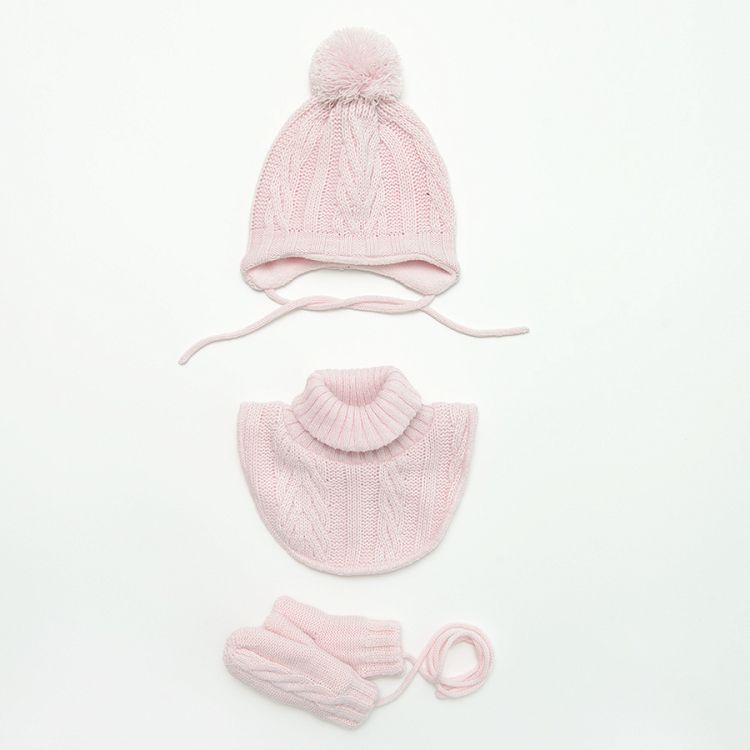 Σκούφος ροζ με επένδυση fleece και pom pom
