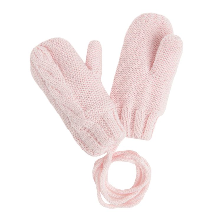 Γάντια ροζ με κορδόνι