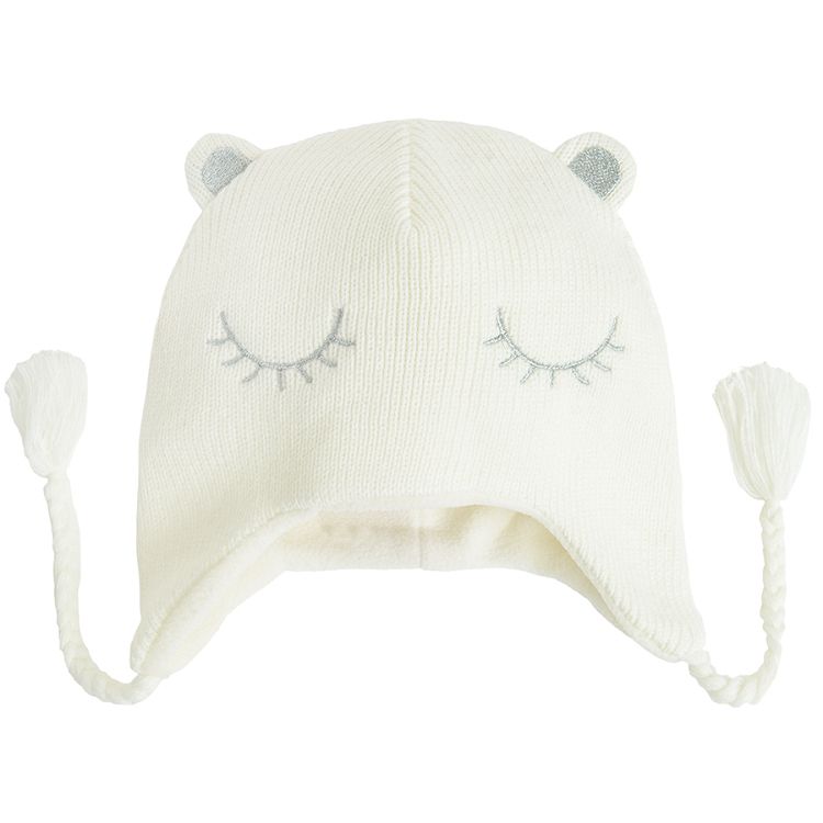 White cap with kitten face print
