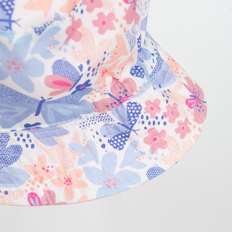 Pink and floral reversible summer hat