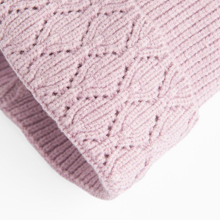 Pink winter beanie with pom pom