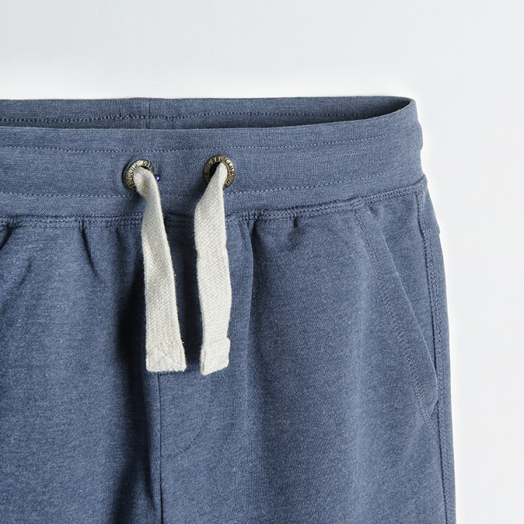Blue melange jogging pants with adjustable waist