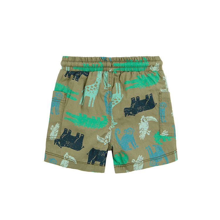 Shorts with cord and jungle animals print