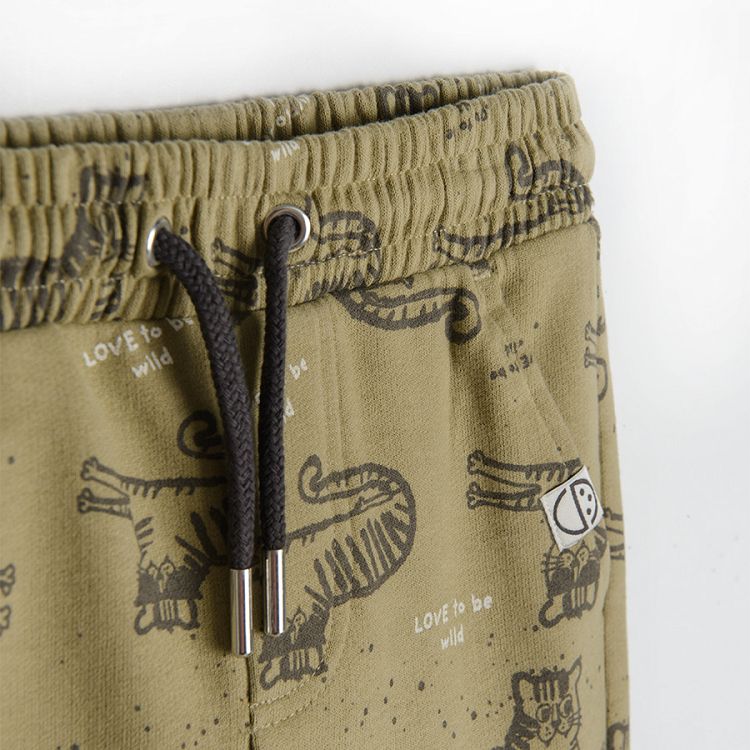 Jogging pants with cord and tiger print