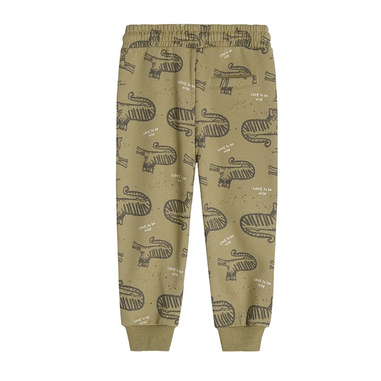 Jogging pants with cord and tiger print