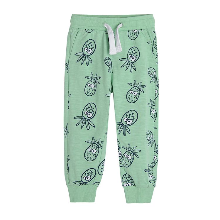 Jogging pants with cord and pineapples print
