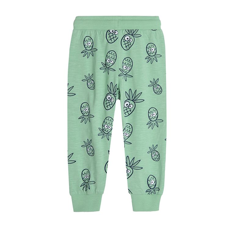 Jogging pants with cord and pineapples print