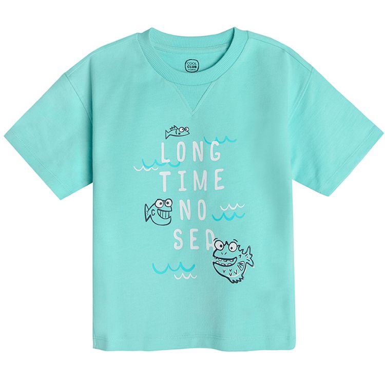 Μπλούζα κοντομάνικη με ψαράκια "long time no sea"