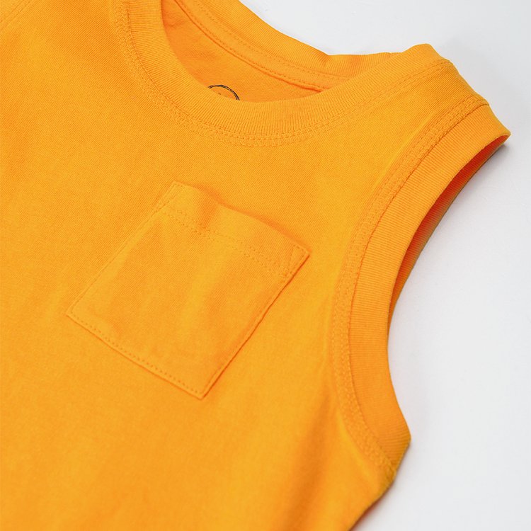 Yellow sleeveless blouse with chest pocket