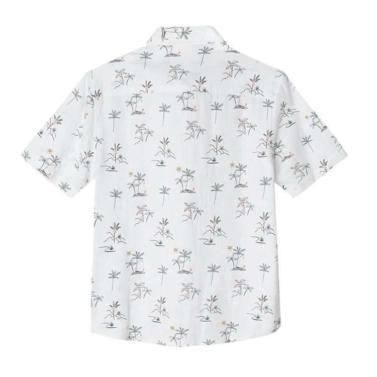 Short sleeve shirt with colar and palm trees print