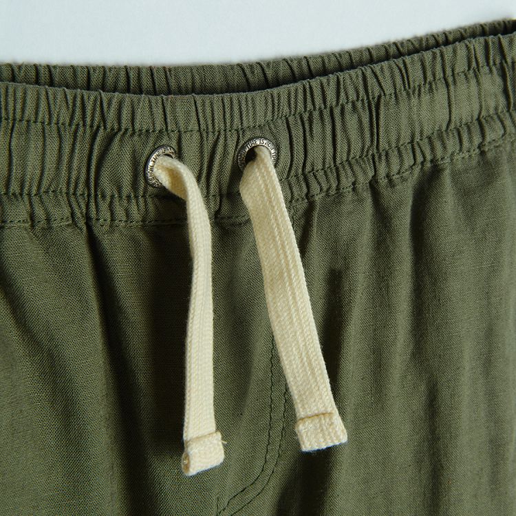 Khaki linen trousers with cord and side pocket