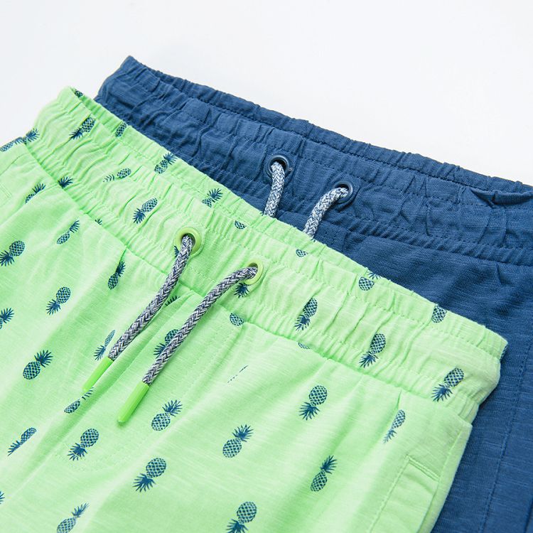Blue and green shorts with pineapples print 2-pack