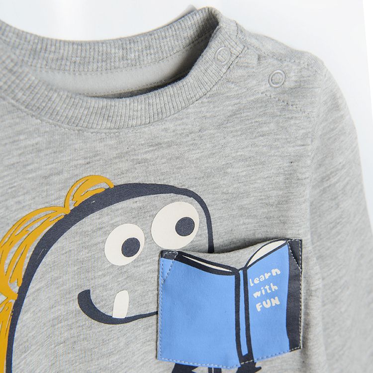 Grey melange long sleeve blouse