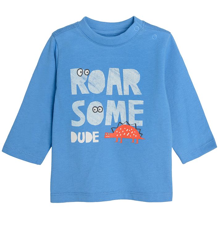 Μπλούζα μακρυμάνικη γαλάζιο με στάμπα "roar some dude"