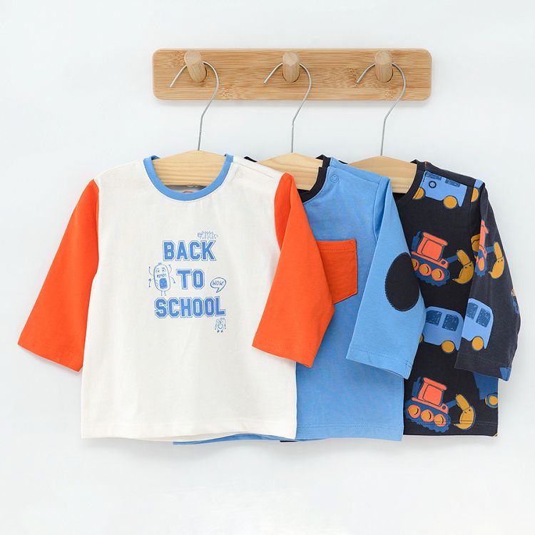Multiple design Bsck to School long sleeve blouses 3 pack