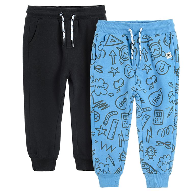 Black and blue back to school jogging pants 2 pack