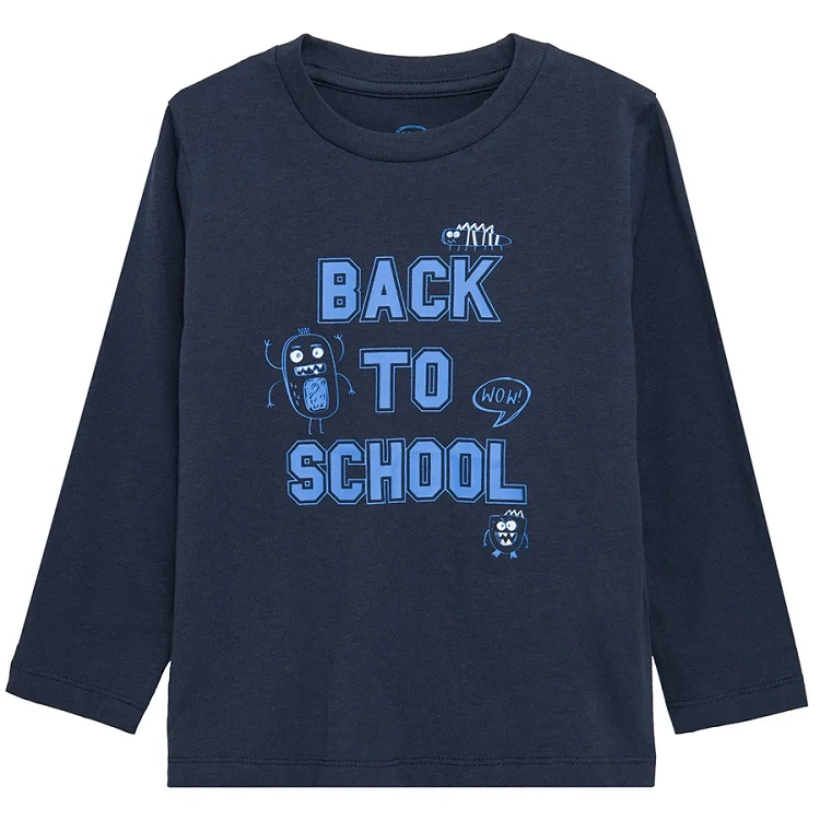 Μπλούζα μακρυμάνικη μπλε με στάμπα "Back to school"