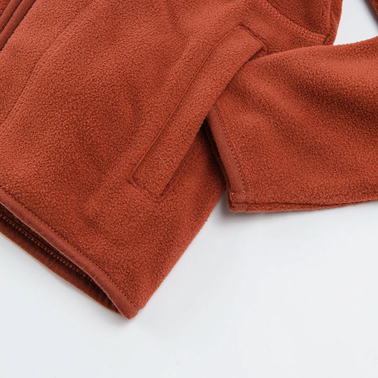 Brick hooded zip through sweatshirt