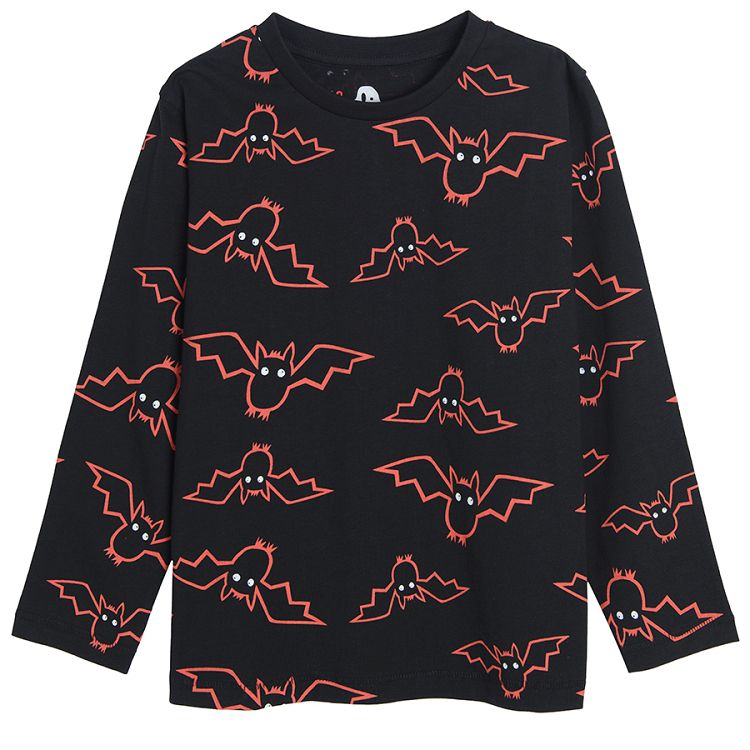 Black bats Halloween long sleeve blouse