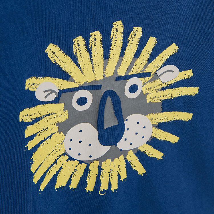 Μπλούζα μακρυμάνικη μπλε με στάμπα λιοντάρι