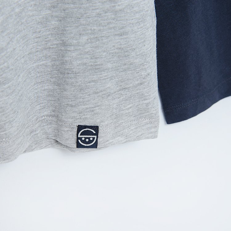 Grey blue long sleeve blouse with COLLEGE LEAGUE print