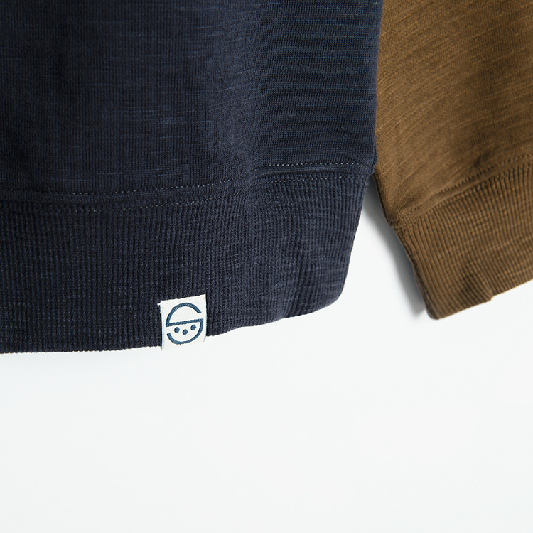 Brown blue long sleeve sweatshirt