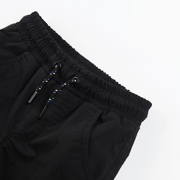 Παντελόνι υφασμάτινο μαύρο με τσέπες και λάστιχο